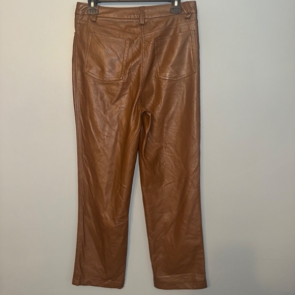 Maison d' Amelie Anthropologie Cognac Brown Vegan Leather Pants Size 8 - Picture 2 of 6